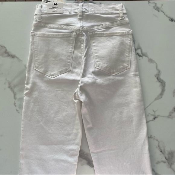 NEW Mango Sienna High Waist Cropped Flare Leg White Denim Stretch Jeans US 2 - Picture 13 of 13
